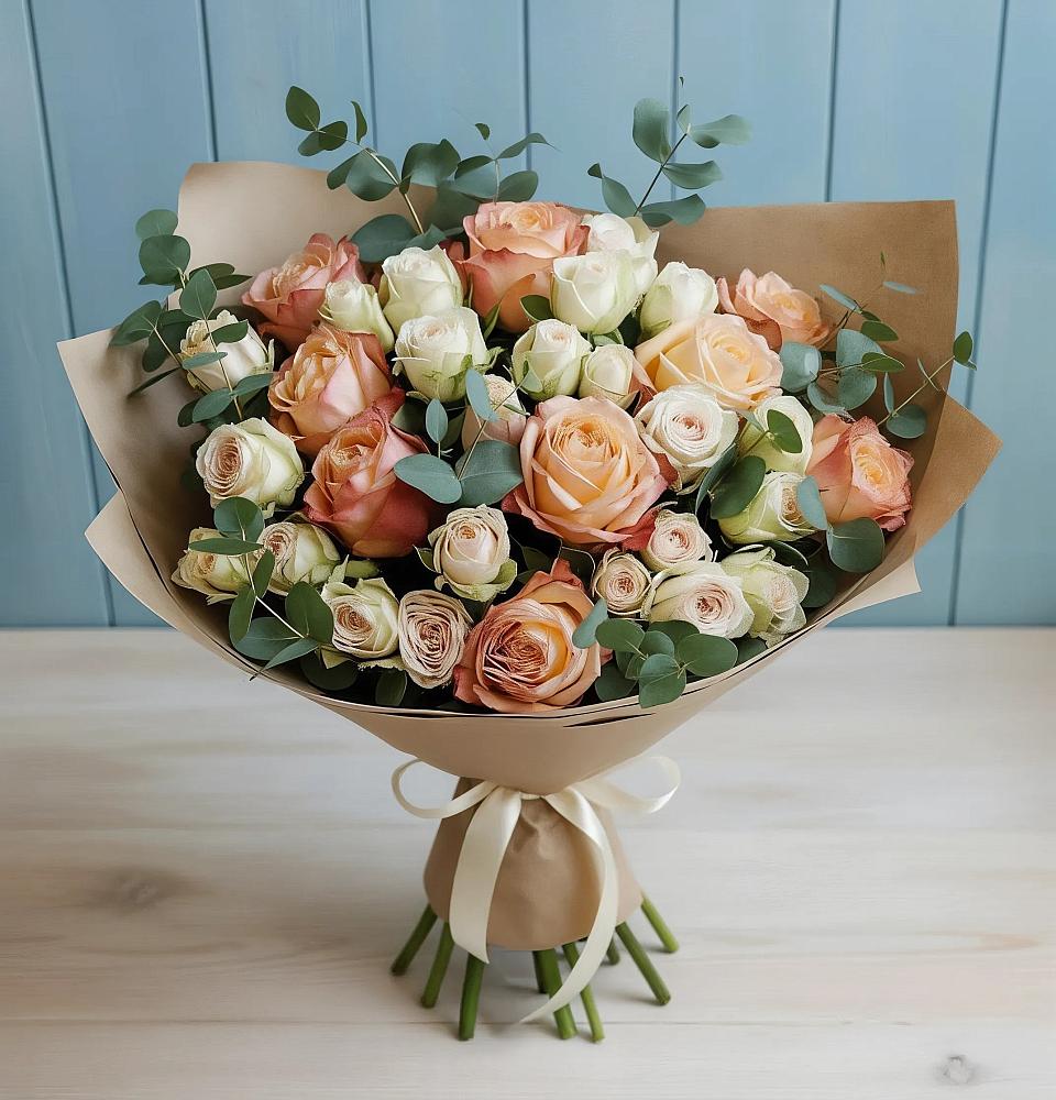 Букет цветов из: Альстромерии и Розы в Погорелках