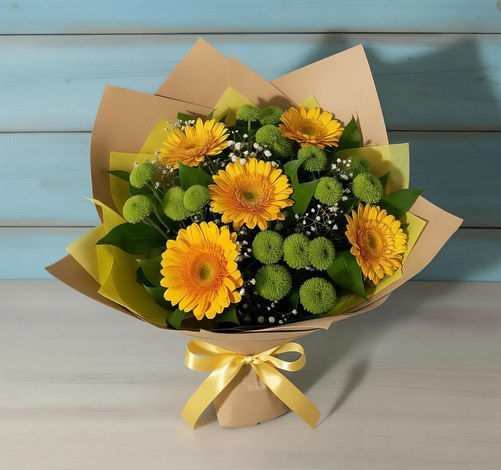 Букет цветов из: Герберы и Хризантемы в Погорелках