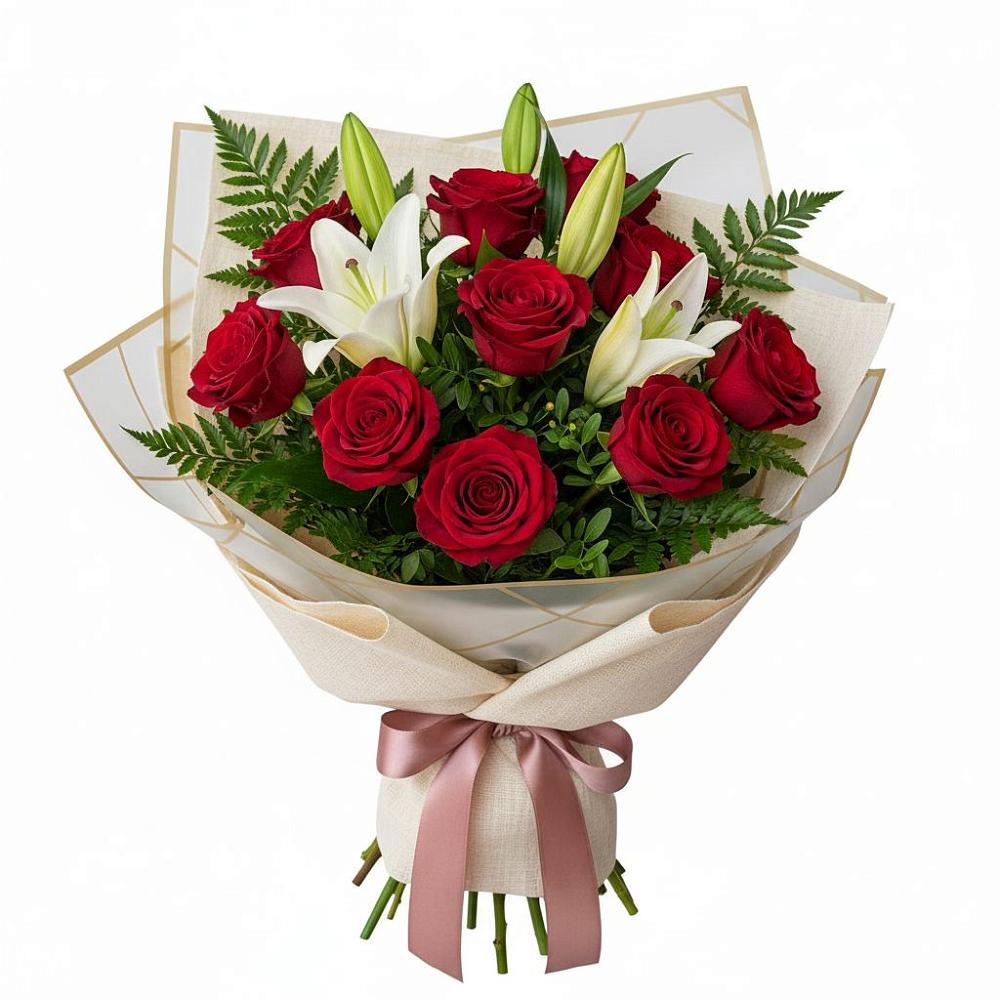 Букет цветов из: Лилии и Розы в Погорелках