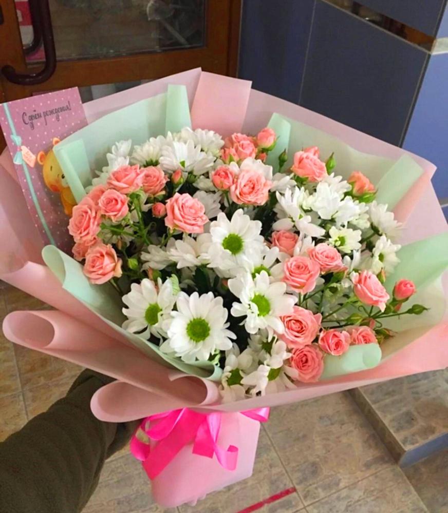 Букет цветов из: Розы и Хризантемы в Погорелках