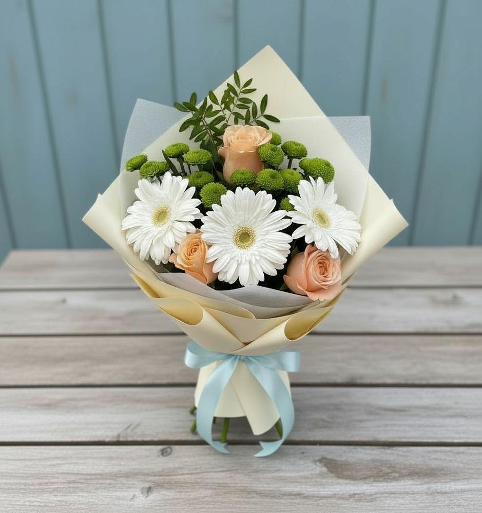 Букет цветов из: Герберы, Розы и Хризантемы в Погорелках