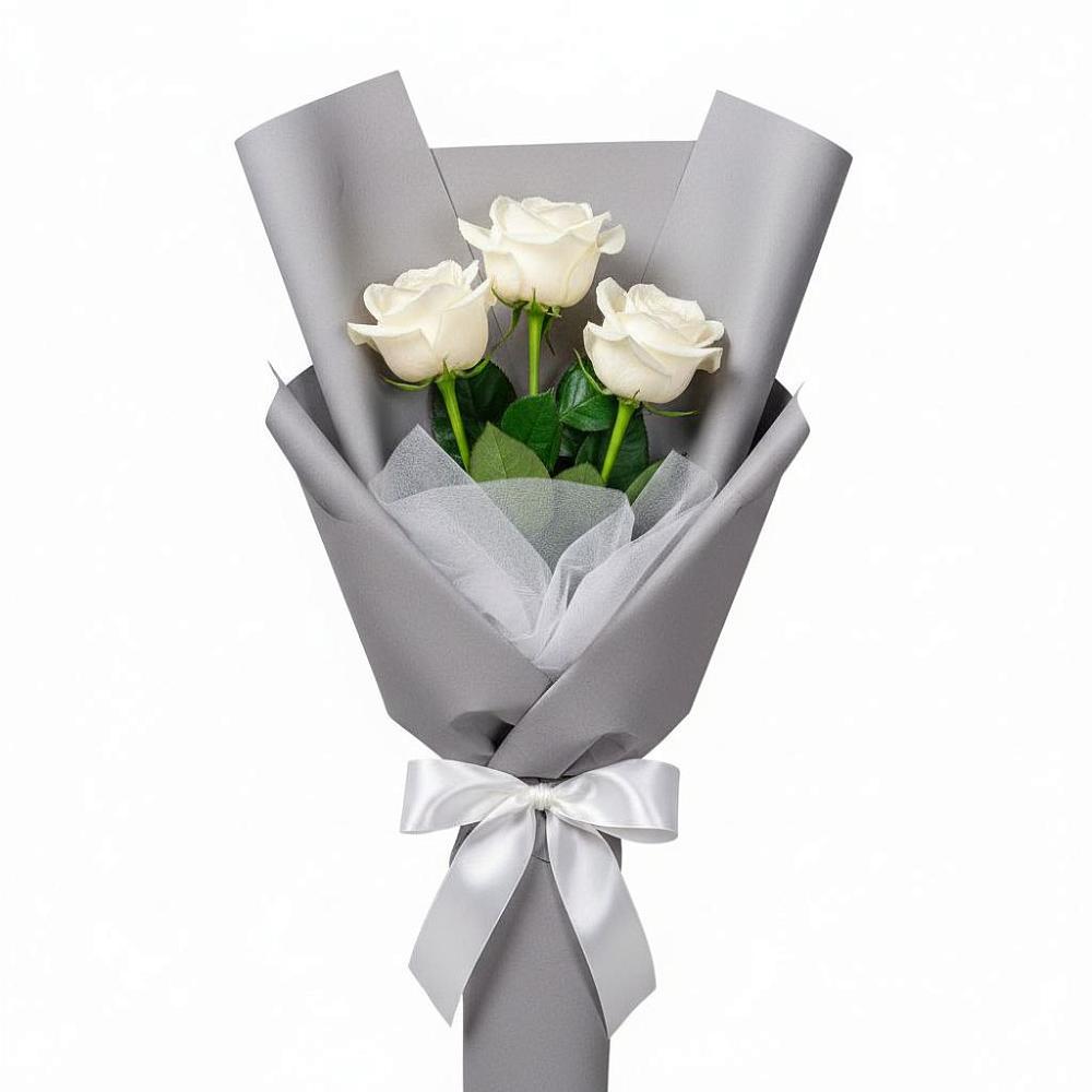 Букет 3 белые розы в Погорелках