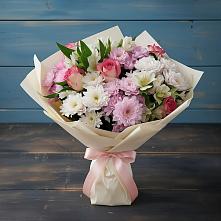 Букет цветов из:  Хризантемы, Альстромерии и Розы в Погорелках