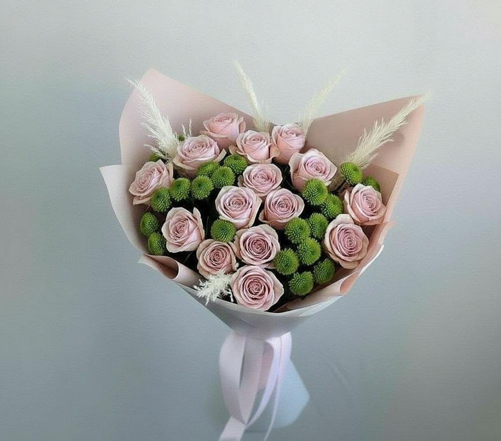 Букет цветов из: Розы и Хризантемы в Погорелках