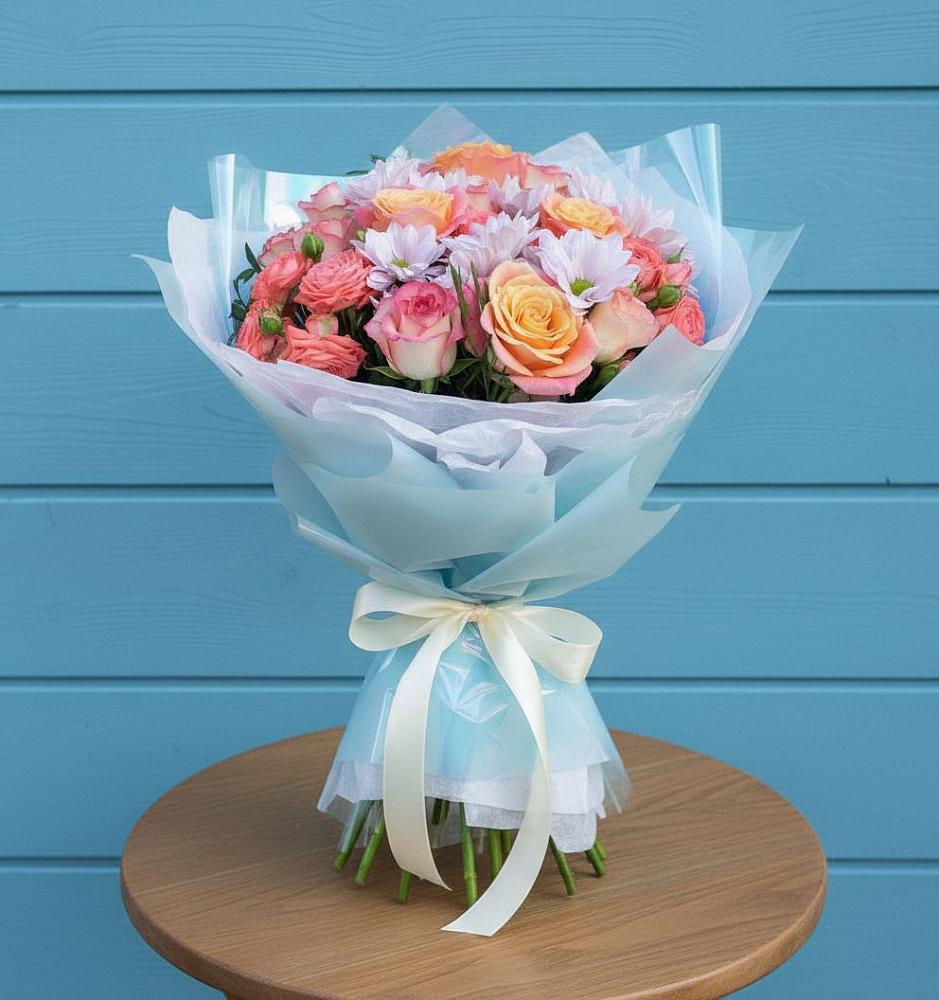 Букет цветов из: Хризантемы и Розы в Погорелках