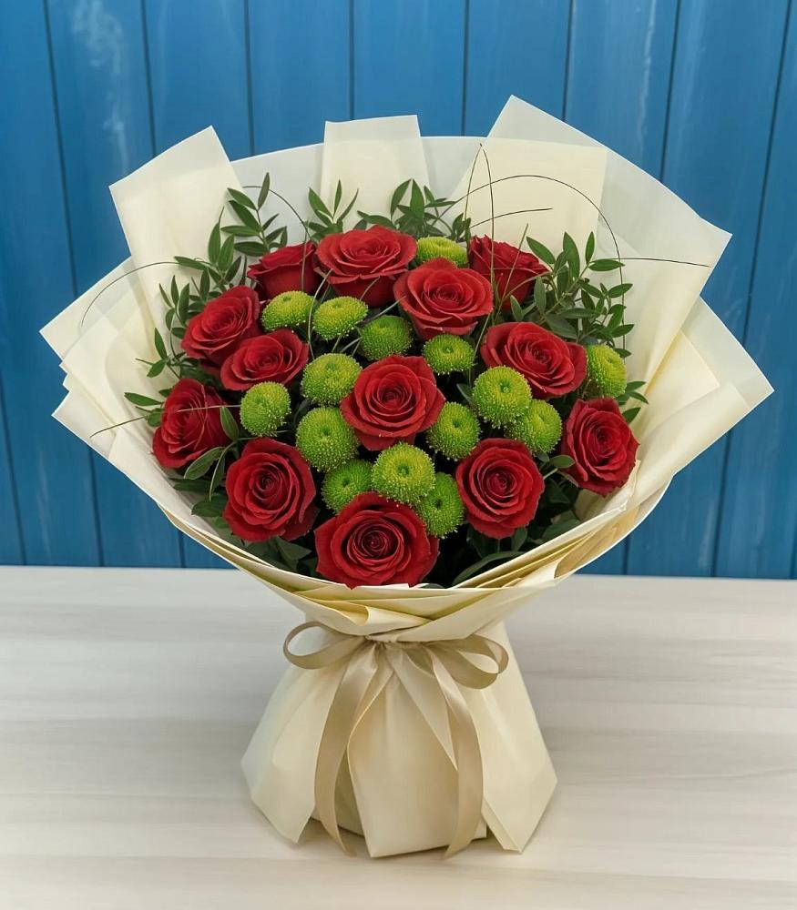 Букет цветов из: Розы и Хризантемы в Погорелках