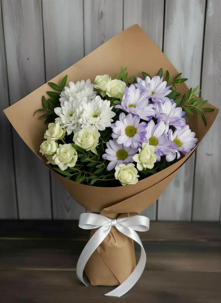 Букет цветов из: Хризантемы и Розы в Погорелках