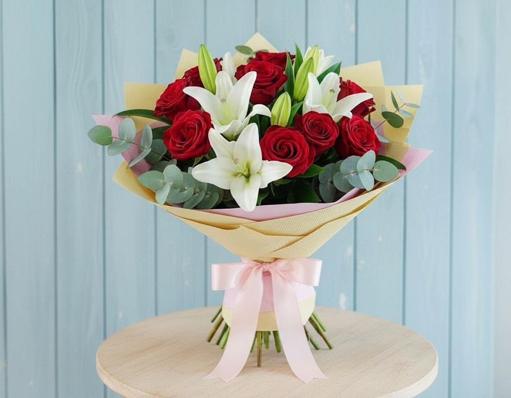 Букет цветов из: Лилии и Розы в Погорелках